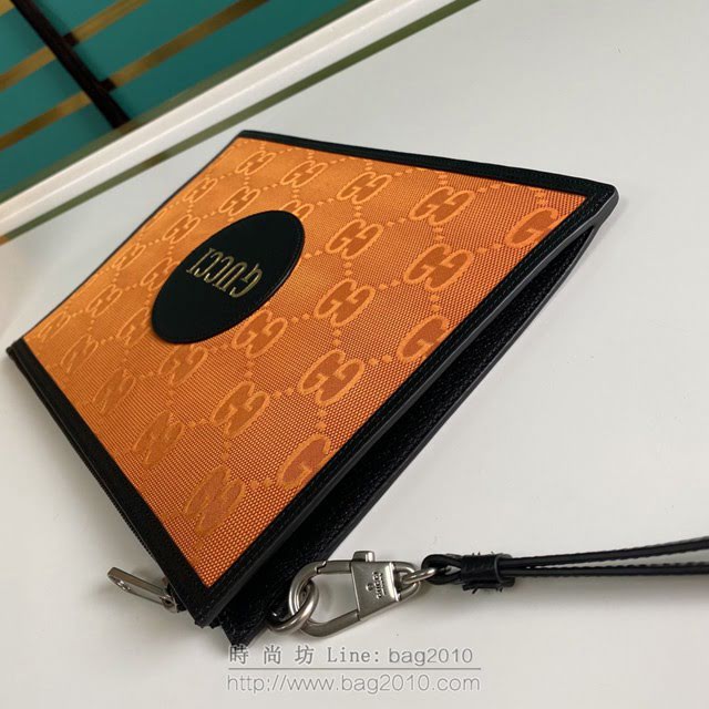 Gucci古馳包包 G家新款手包 625598 古奇橙布/克皮男士手拿包 gdj1403